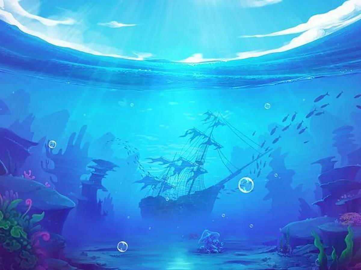 ฉากเกมยิงปลาใต้น้ำพร้อมปืนและฝูงปลาเคลื่อนที่